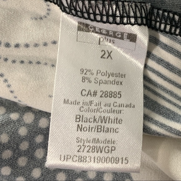GEORGE Plus White and Black Floral Print Short Sleeves Blouse Size 2X - Picture 9 of 9